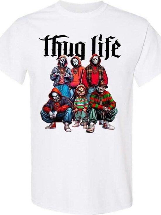 No brand Other - White graphic T-shirt featuring the bold "Thug Life"
